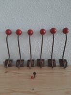 Set kapstokhaken (7) - IJzer, Hout - 6 Atomic stijl Haken