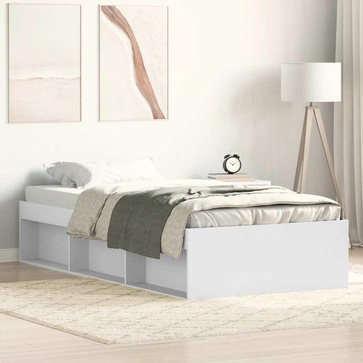 vidaXL Bedframe wit 100x200 cm, Huis en Inrichting, Slaapkamer | Bedden, Nieuw, Verzenden