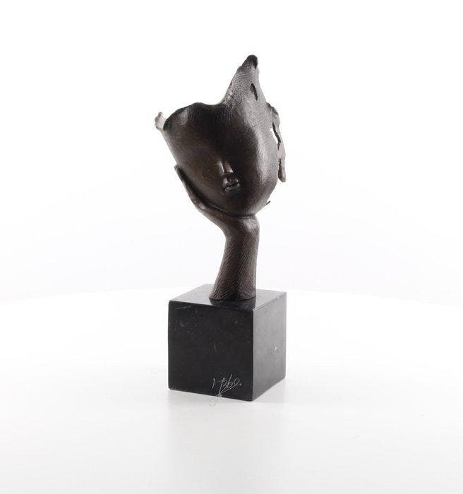 sculptuur, Elegant Modernist Bronze Sculpture of a Face, Antiek en Kunst, Curiosa en Brocante