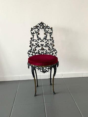 Stoel - Brons, Fluweel - Barokstijl-brons, Antiek en Kunst
