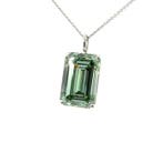 Halsketting - 14 karaat Witgoud - 10.25ct. tw. Groen Diamant, Nieuw
