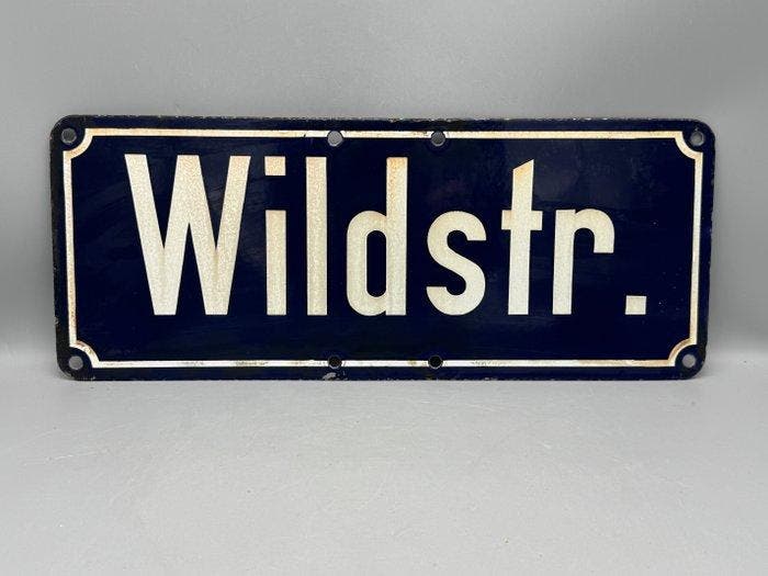 Wildstr. – Emaille Straatbord met Karakter - Bord - Metaal, Antiek en Kunst, Antiek | Wandborden en Tegels