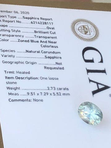 1 pcs Bleu Saphir - 2.73 ct - Gemological Institute of, Bijoux, Sacs & Beauté, Pierres précieuses