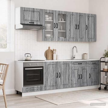 vidaXL Keukenblok KALMAR 8 st Grijs Sonoma Bewerkt hout, Verzenden