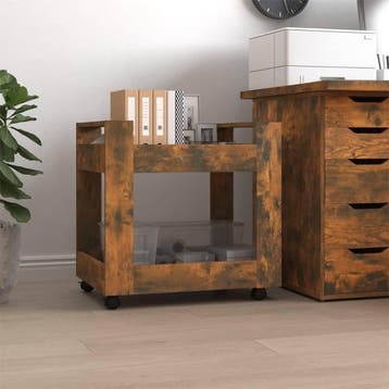 vidaXL Bureaukastje 60x45x60 cm bewerkt hout gerookt, Verzenden, Nieuw