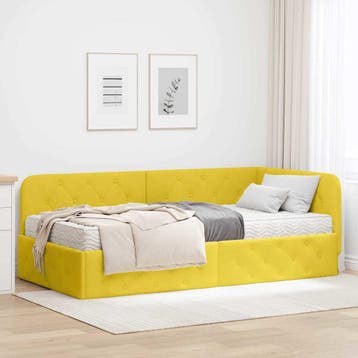 vidaXL Hoek Bed Frame Geel 90 x 190 cm Fluweel, Huis en Inrichting, Verzenden, Nieuw