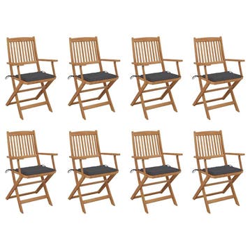 vidaXL Inklapbare stoelen 8 st met kussens massief, Verzenden, Nieuw