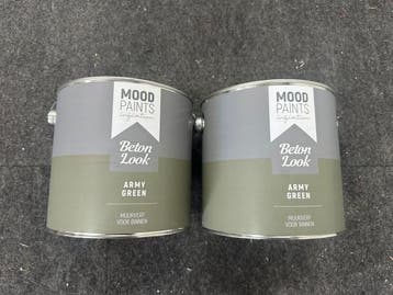 Veiling - 2x Moodpaints muurverf betonlook Army Green 2,5L, Doe-het-zelf en Bouw, Nieuw