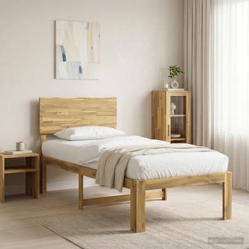 vidaXL Eenpersoonsbed met hoofdbord ROSTOCK Wit 90 x 200 cm, Verzenden