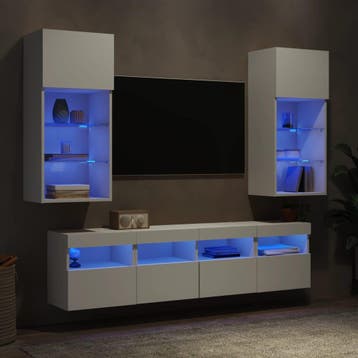 vidaXL 5-delige Tv-wandmeubelset met LED-verlichting bewerkt, Verzenden