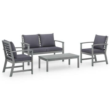 vidaXL 4-delige Loungeset met kussens massief acaciahout, Verzenden, Loungeset