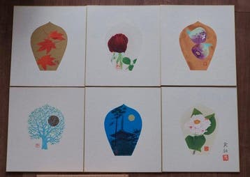 Sange – Set of Six Buddhist Offering Prints by Renowned