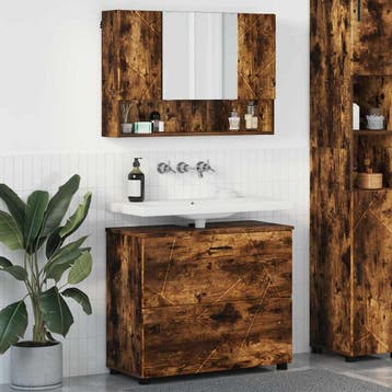 vidaXL Badkamermeubel Set 2 st Rook Eiken 76,5 x 35 x 64 cm, Verzenden, Nieuw