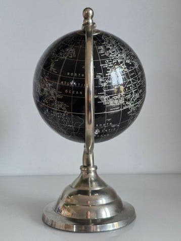 Globe décoratif élégant noir et argent de marque UG GLOBE -, Antiek en Kunst
