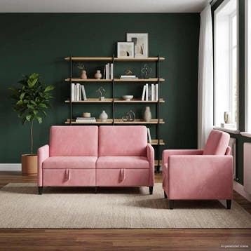 vidaXL Sofa Set Met Opslag 2 st Roze Polyester, Verzenden, Nieuw