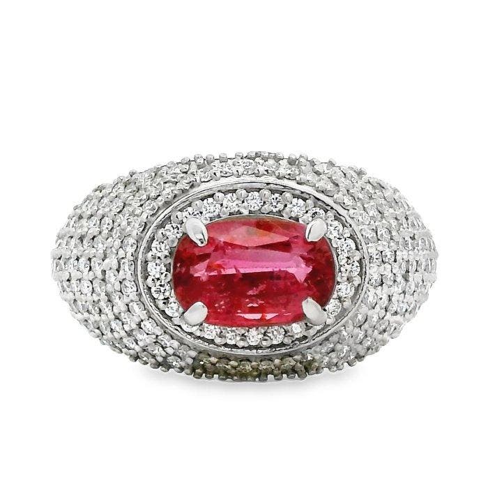 Ring Platina - 2.76ct. tw. Robijn - Diamant - Mozambique, Handtassen en Accessoires, Ringen