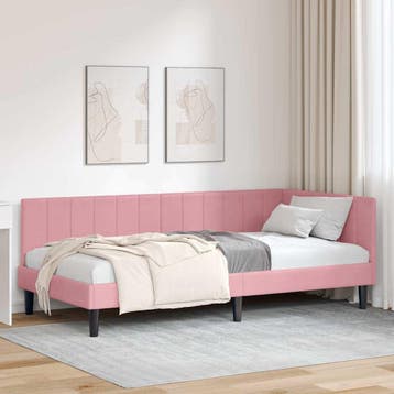 vidaXL Hoek Bed Frame met hoofdeinde Roze 90 cm x 190 cm, Maison & Meubles, Chambre à coucher | Lits, Verzenden