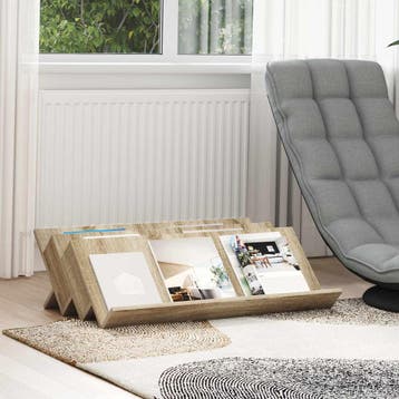 vidaXL Tijdschriftenrek Sonoma Eik 90 x 53 x 28,5 cm Bewerkt, Huis en Inrichting, Woonaccessoires | Krantenbakken en Lectuurbakken