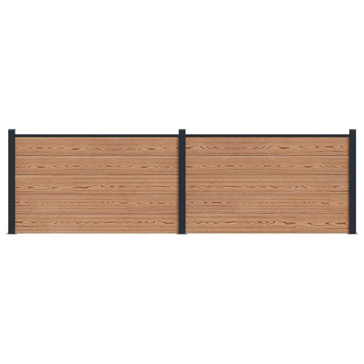 vidaXL Hekpaneel 2 pcs WPC en Aluminium Bruin, Tuin en Terras, Tuinhekken en Hekwerk, Nieuw, Verzenden