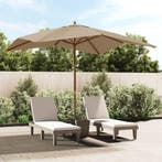 vidaXL Parasol met houten paal 300x300x273 cm taupe, Verzenden, Nieuw