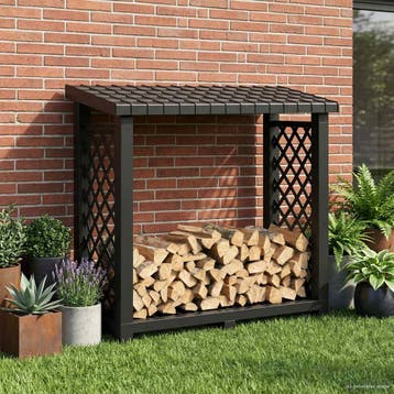 vidaXL Brandhoutrek 114 x 46 x 101 cm PP Antracietkleurig, Verzenden