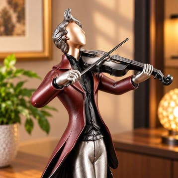 Beeldje - Vintage European Violinist Sculpture - Hars