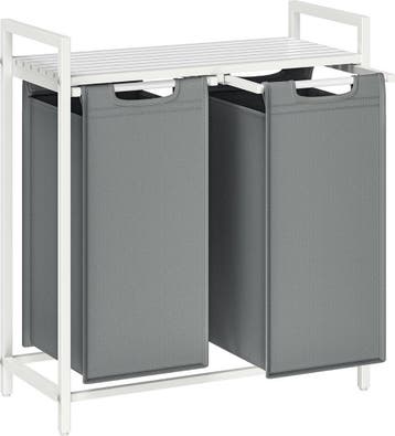 Wasmand - 92 liter (2x 46liter) wit met grijs - 73x33x72 cm, Verzenden, Nieuw