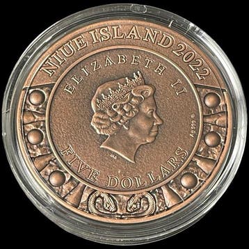 Niue. 5 Dollars 2022 SHIELD OF ATHENA, 2 Oz .999 Silver