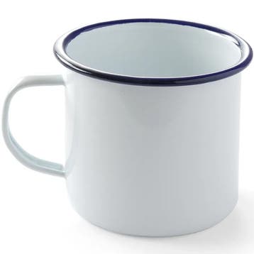 Mok | Geëmailleerd Staal | Wit/Blauw | 52cl | Per Stuk |, Verzenden, Nieuw in verpakking