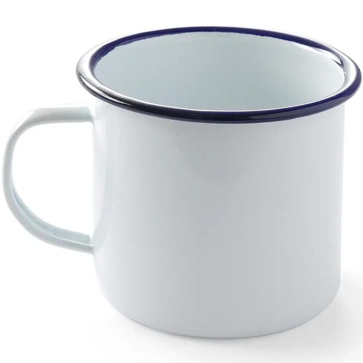 Mok | Geëmailleerd Staal | Wit/Blauw | 52cl | Per Stuk |, Articles professionnels, Horeca | Équipement de cuisine, Envoi