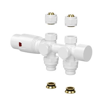 Belrad onderblok wit thermostatisch recht/haaks compleet set, Doe-het-zelf en Bouw, Verwarming en Radiatoren, Verzenden, Nieuw