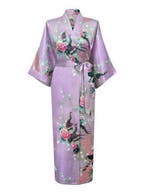 KIMU® Kimono Lila 7/8e S-M Yukata Satijn Boven dekel Lange L, Ophalen of Verzenden