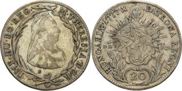 20 Kreuzer 1777, Habsburg Maria Theresia 1740-1780, Verzenden, België
