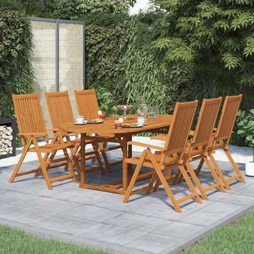 vidaXL 7-delige Tuinset massief acaciahout 150-200 cm, Tuin en Terras, Verzenden, Nieuw, Tuinset
