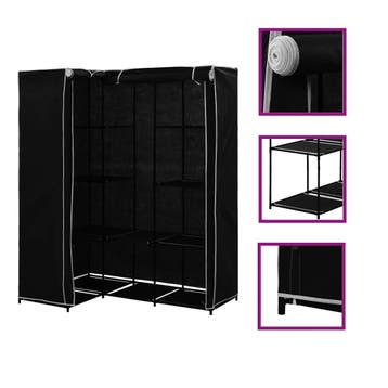 vidaXL Hoekkledingkast 130x87x169 cm zwart, Verzenden, Nieuw