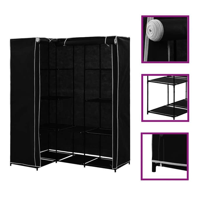 vidaXL Hoekkledingkast 130x87x169 cm zwart, Huis en Inrichting, Kasten | Kleerkasten, Nieuw, Verzenden