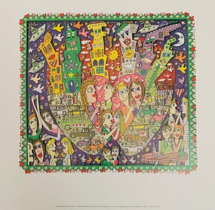 James Rizzi - “The big apple is big on Romance. Copyright:, Antiek en Kunst, Kunst | Tekeningen en Fotografie