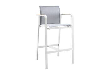 Suns Tutti bar stoel matt white - grey met teak armleggers, Tuin en Terras, Nieuw