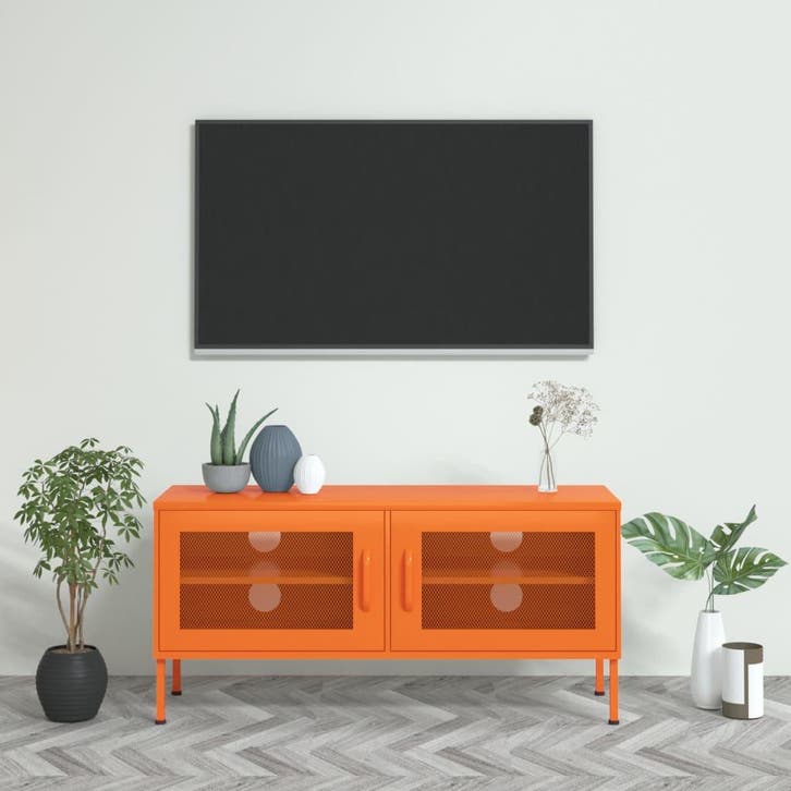 vidaXL Tv-meubel 105x35x50 cm staal oranje, Huis en Inrichting, Kasten |Televisiemeubels, Nieuw, Verzenden
