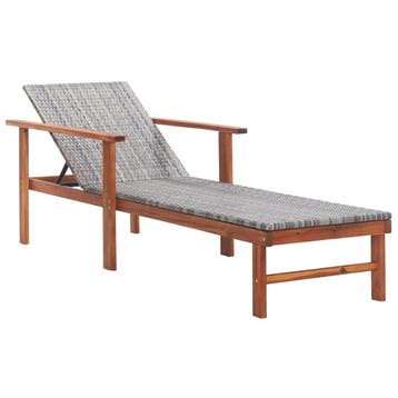 vidaXL Ligbed poly rattan en massief acaciahout grijs, Verzenden, Nieuw