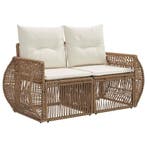 vidaXL Tuin Sofa 2-Aantal zitplaatsen Beige poly rattan, Verzenden