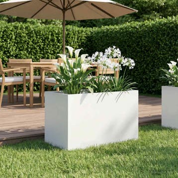 vidaXL Plantenbak Wit 60 x 40 x 40 cm Koudgewalst staal, Tuin en Terras, Bloempotten, Verzenden, Nieuw
