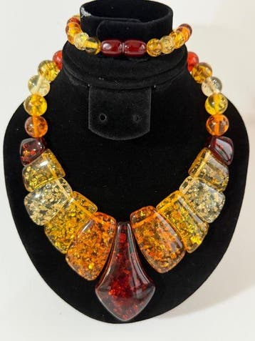 Amber multicolor statementketting met chunky ontwerp en
