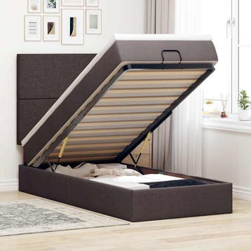 vidaXL Bed poef met matras en LEDs 90x200 cm stof, Verzenden