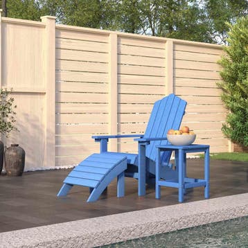 vidaXL Tuinstoel Adirondack met voetenbank en tafel HDPE, Verzenden, Nieuw