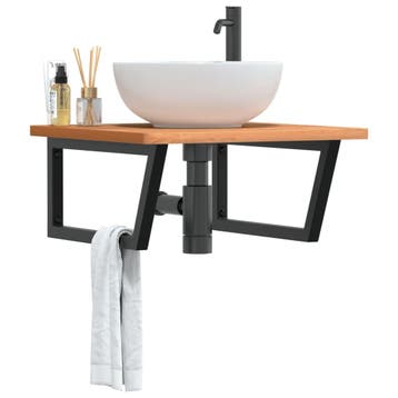 vidaXL Badkamer wandschap staal en massief beukenhout, Verzenden, Nieuw