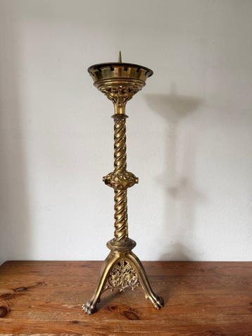 Kandelaar - Verguld messing - Grote Kerkkandelaar - 89 cm