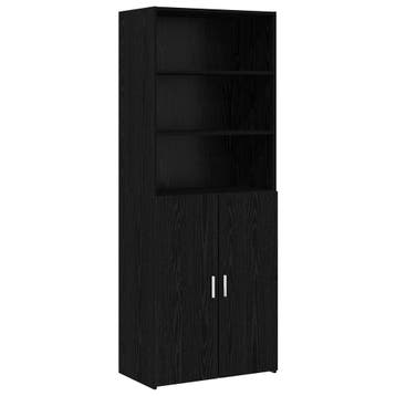 vidaXL Highboard Zwart eiken 70 x 42,5 x 185 cm Bewerkt hout, Verzenden
