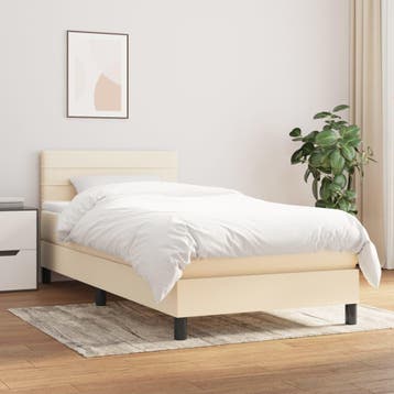 vidaXL Boxspring met matras stof crèmekleurig 90x200 cm, Verzenden, Nieuw