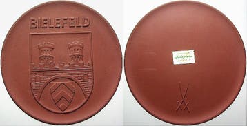 Porzellanmedaille ohne Jahr (1980) Porzellan-manuf Bielef..., Verzenden